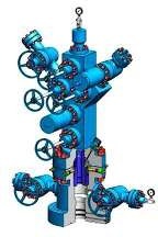 Cutaway of a surface wellhead and X-mas tree